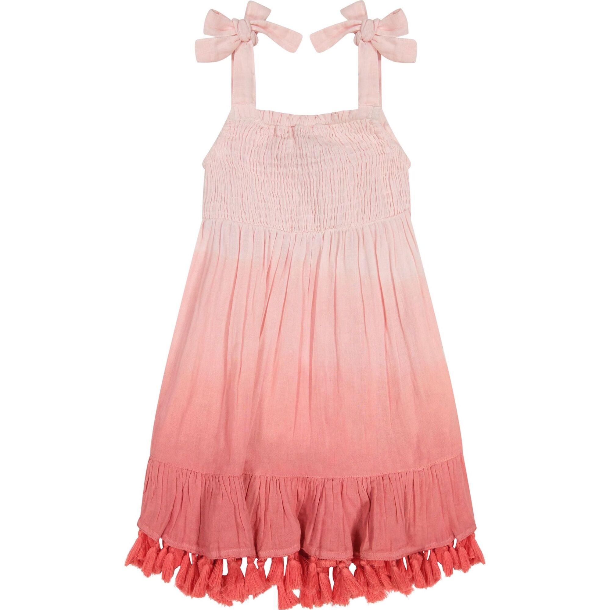 Maya Girl's Shoulder Tie Sundress Rose Ombre, Pink - Dresses - 1