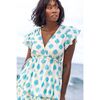 Mica Women's Tiered Maxi Dress Cream Aqua Ikat, Blue - Dresses - 3