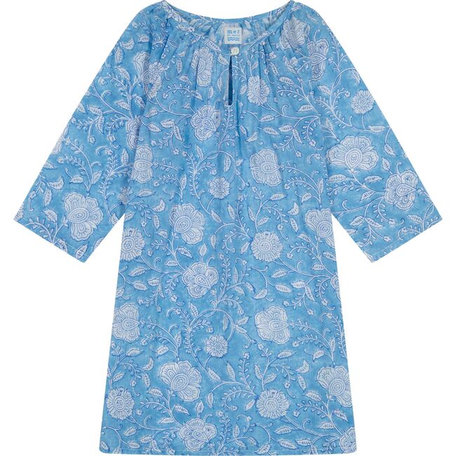 Girl's "Le Reve" St Barth Caftan Blue Floral, Blue - Cover-Ups - 1