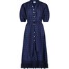 Estelle Women's Fringed Shirtdress Navy Turquoise Swiss Dot, Navy - Dresses - 1 - thumbnail