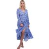Genevieve Women's Ruffle Wrap Dress Blue Paisley, Blue - Dresses - 2