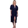 Estelle Women's Fringed Shirtdress Navy Turquoise Swiss Dot, Navy - Dresses - 2