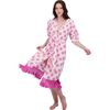 Eva Women's Ruffle Sundress Cerulean Blue Ikat, Pink - Dresses - 4