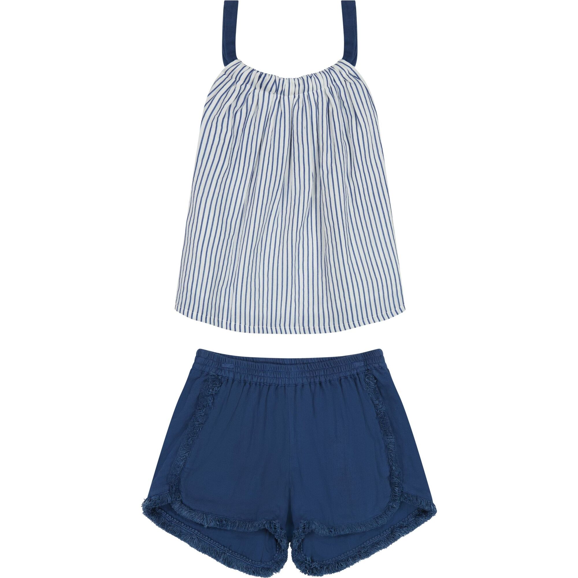 Colette Girl's Top And Short Set Marine Stripe, Blue - Shorts - 1