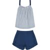 Colette Girl's Top And Short Set Marine Stripe, Blue - Shorts - 1 - thumbnail