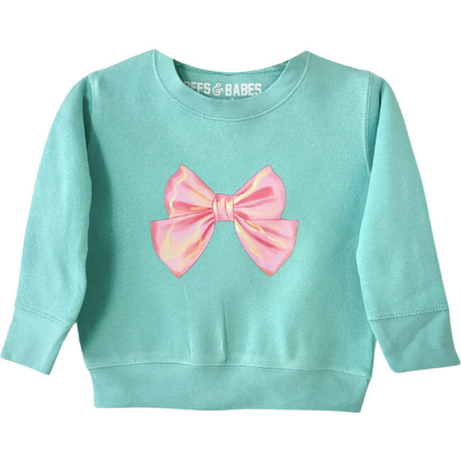 Bow Print Toddler Sweatshirt, Turquoise