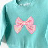 Bow Print Toddler Sweatshirt, Turquoise - Sweatshirts - 2