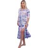 Anais Women's Button Front Shirtdress Rose Lapis Blue Shibori, Pink - Dresses - 2