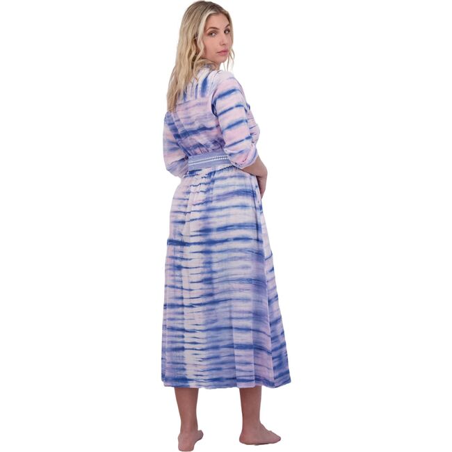 Anais Women's Button Front Shirtdress Rose Lapis Blue Shibori, Pink - Dresses - 3