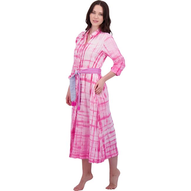 Anais Women's Button Front Shirtdress Hibiscus Shibori, Pink - Dresses - 3