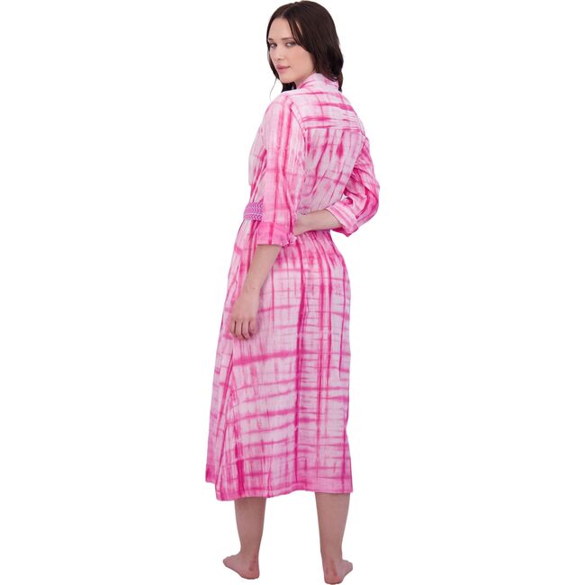 Anais Women's Button Front Shirtdress Hibiscus Shibori, Pink - Dresses - 4