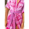 Anais Women's Button Front Shirtdress Hibiscus Shibori, Pink - Dresses - 5