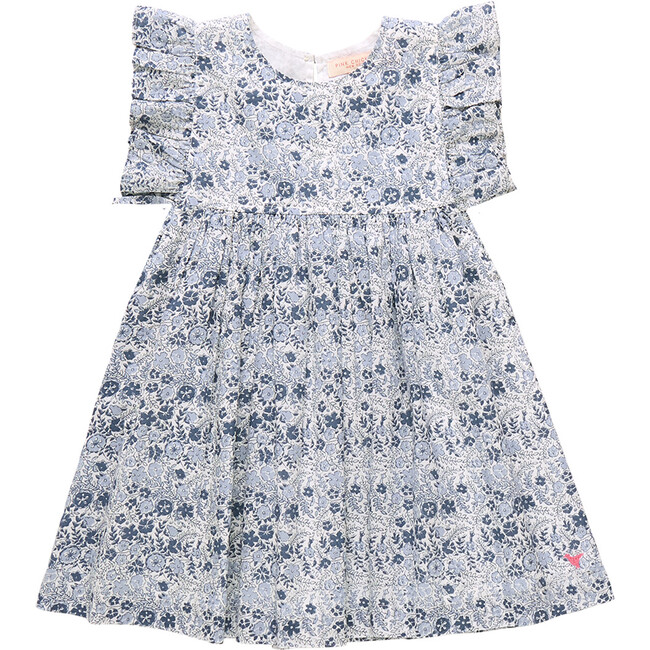 Girls Sarita Dress, Blue Verbena Floral