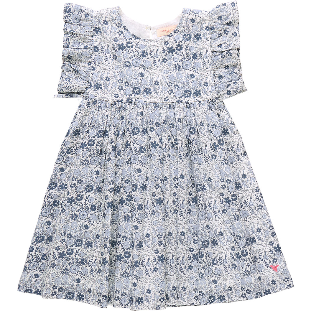 Girls Sarita Dress, Blue Verbena Floral - Dresses - 1