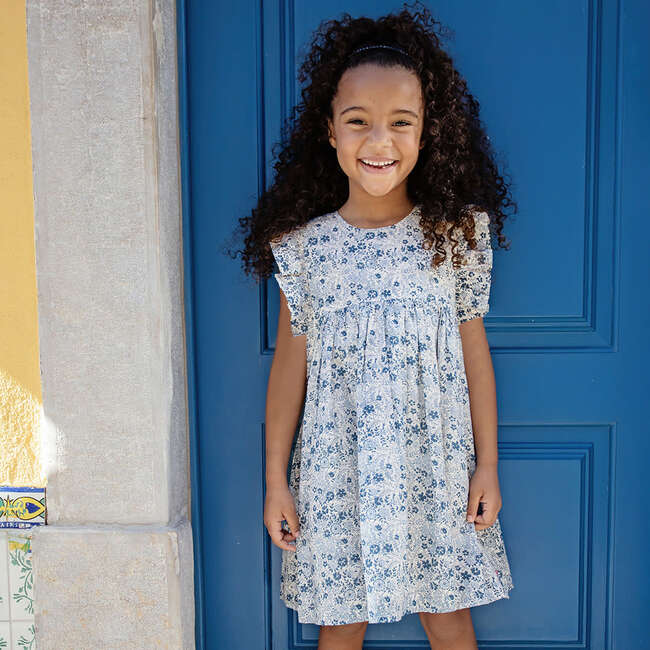 Girls Sarita Dress, Blue Verbena Floral - Dresses - 2