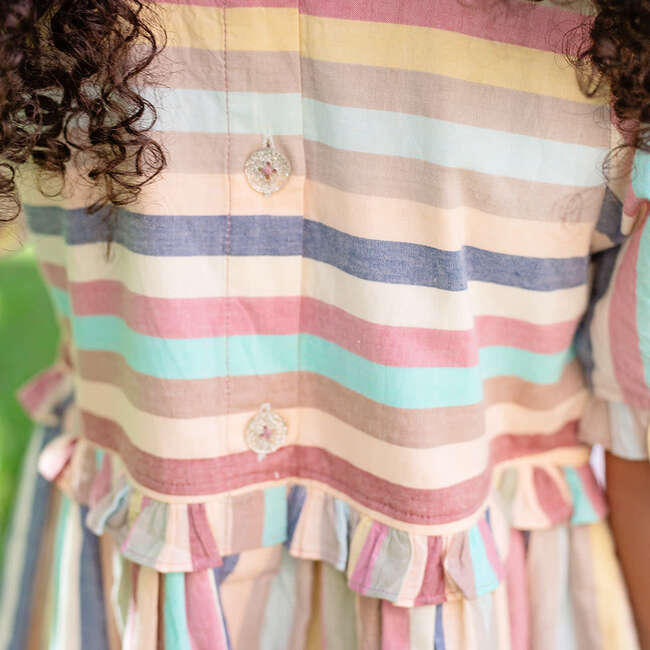 Girls Raquel Dress, Multi Vintage Stripe - Dresses - 5