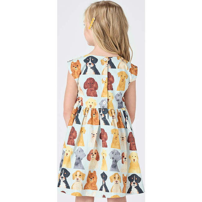 Girls Adaline Dress, Light Blue Watercolor Dogs - Dresses - 4