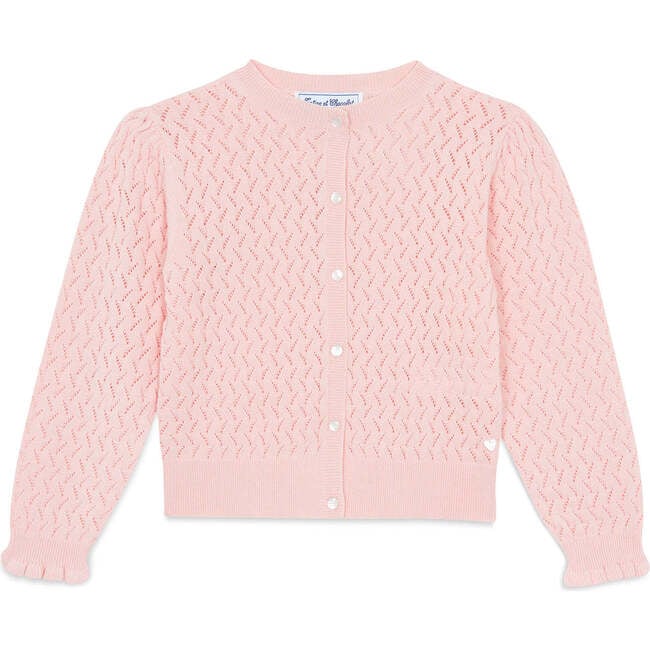 Pale Rose Openwork Knit Cardigan