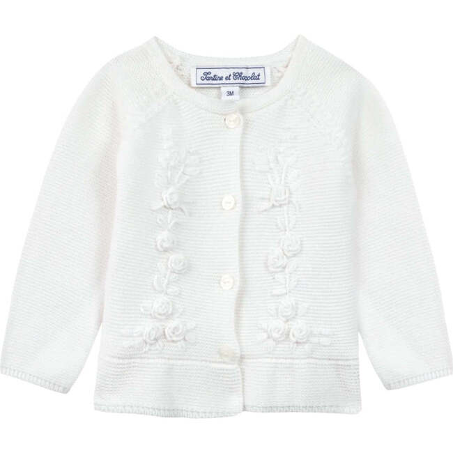 Rosette Embroidered Baby Cardigan