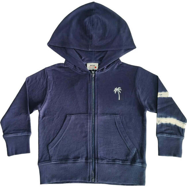 Kids Zip Hoodie, Navy Stripe Tie Dye