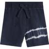 Kids Tie Dye French Terry Shorts, Navy Stripe - Shorts - 1 - thumbnail