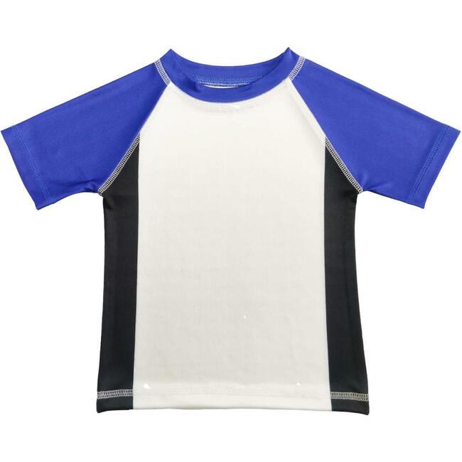 Kids Swim Rash Guard, Cobalt/White/Black