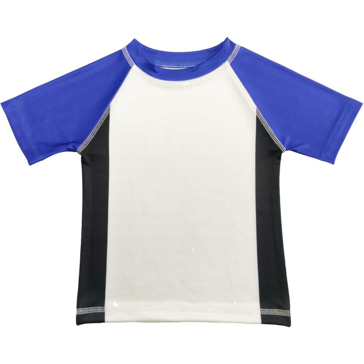 Kids Swim Rash Guard, Cobalt/White/Black - Rash Guards - 1