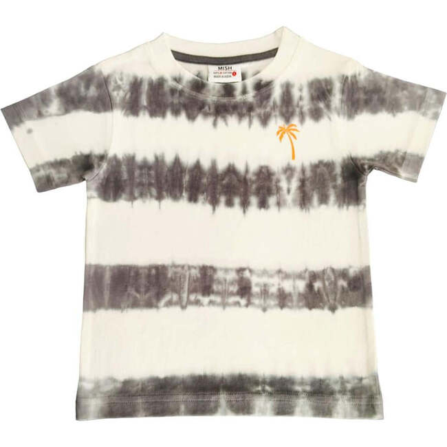 Kids Short Sleeve Tie Dye Tee, Coal Stripe