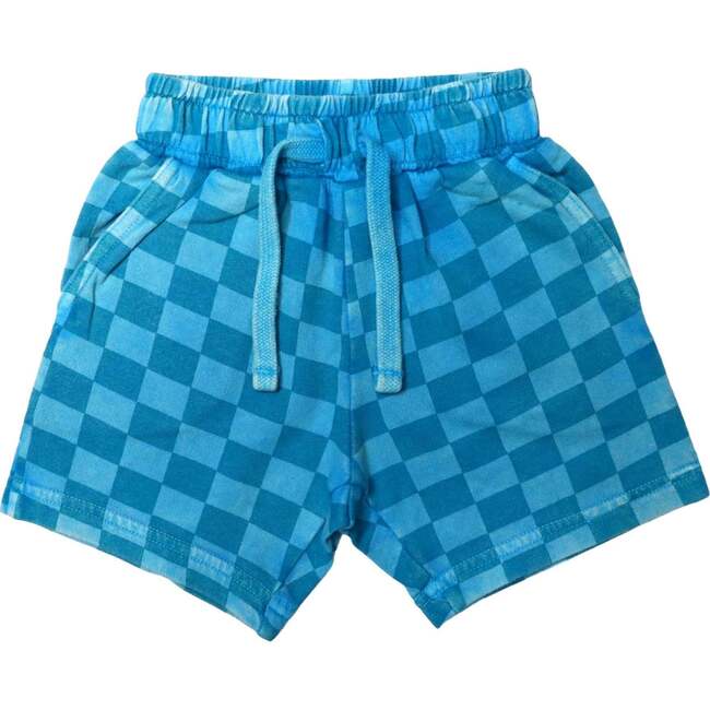 Kids Check French Terry Shorts, Turq