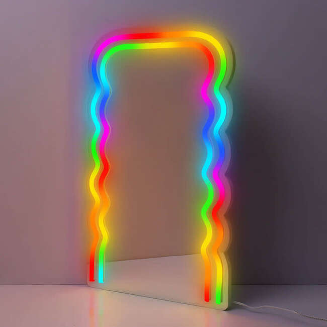 Neon LED Wave Mirror With Remote