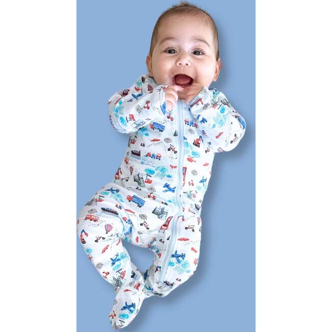 Organic Zippered Footed Onesie, Transportation - Onesies - 2