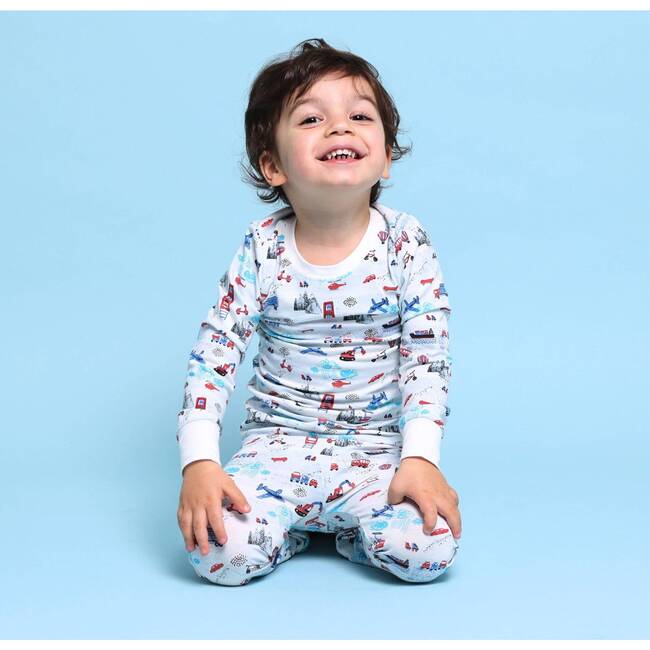 Organic Long Sleeve Pajamas, Transportation - Pajamas - 3