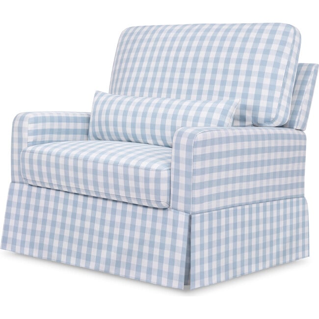 Crawford Pillowback Chair and a Half Comfort Swivel Glider in Blue Gingham