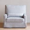 Crawford Pillowback Chair and a Half Comfort Swivel Glider in Blue Gingham - Nursery Chairs - 2