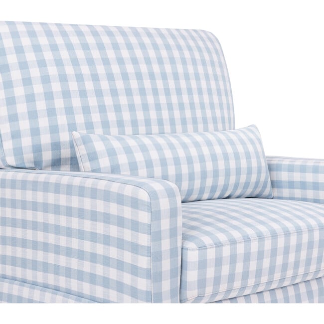 Crawford Pillowback Chair and a Half Comfort Swivel Glider in Blue Gingham - Nursery Chairs - 3