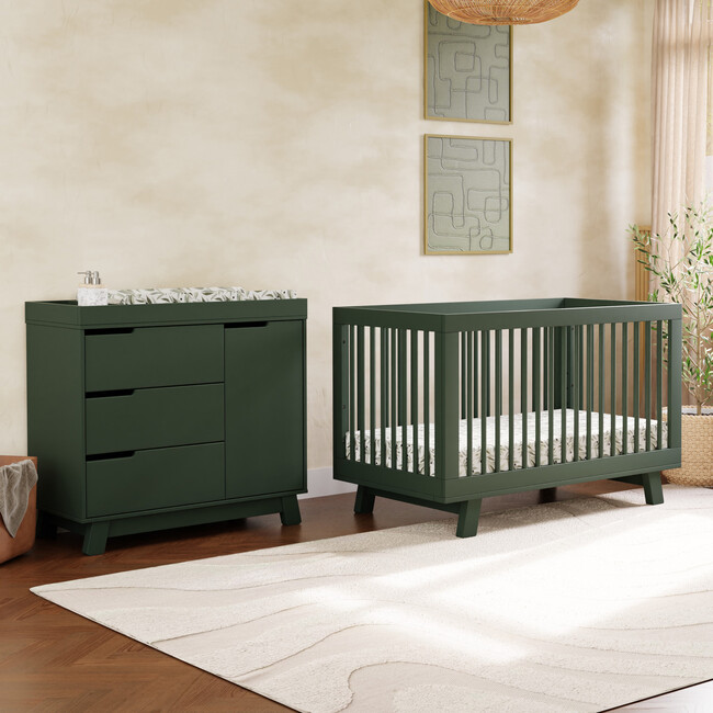 Hudson 3-Drawer Changer Dresser with Removable Changing Tray in Forest Green - Dressers - 3