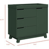 Hudson 3-Drawer Changer Dresser with Removable Changing Tray in Forest Green - Dressers - 6