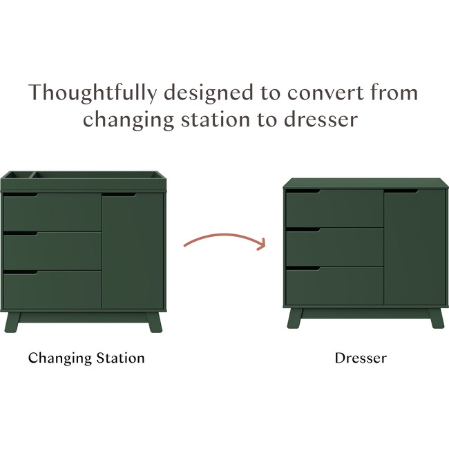 Hudson 3-Drawer Changer Dresser with Removable Changing Tray in Forest Green - Dressers - 8