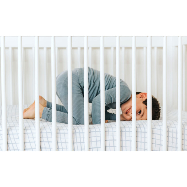 Crib Sheet, Blue Window Pane - Crib Sheets - 2