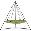 Sage Green & Black Hangout Pod Circular Family Hammock Bed and Stand Set - Outdoor Decor - 1 - thumbnail