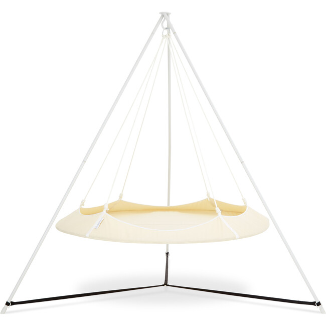 Cream & White Hangout Pod Circular Family Hammock Bed and Stand Set