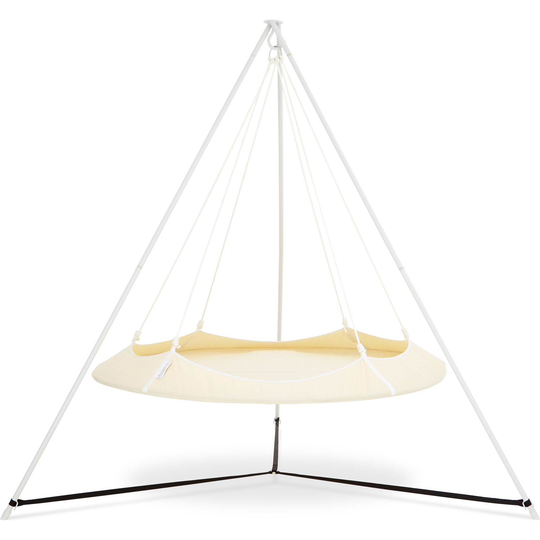 Cream & White Hangout Pod Circular Family Hammock Bed and Stand Set - Outdoor Decor - 1