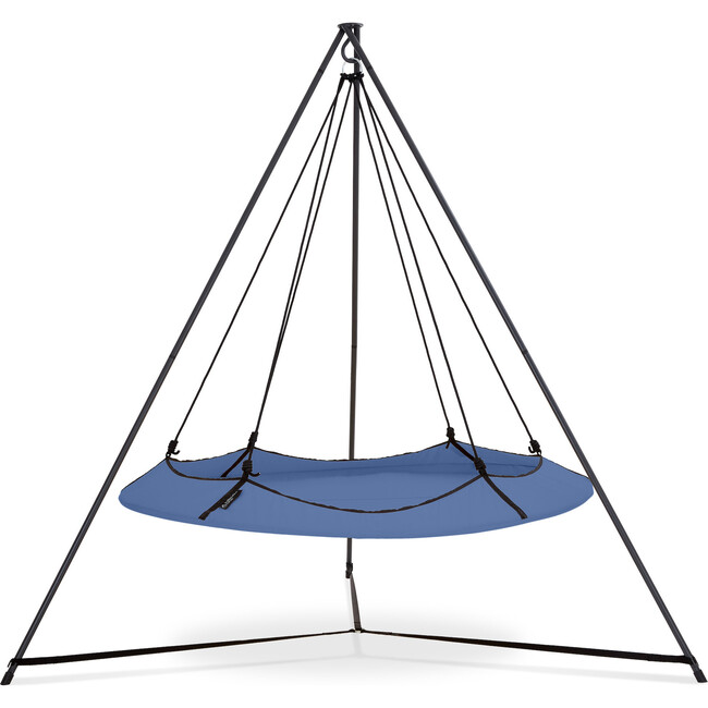 Ink Blue & Black Hangout Pod Circular Family Hammock Bed and Stand Set