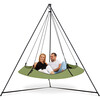 Sage Green & Black Hangout Pod Circular Family Hammock Bed and Stand Set - Outdoor Decor - 2