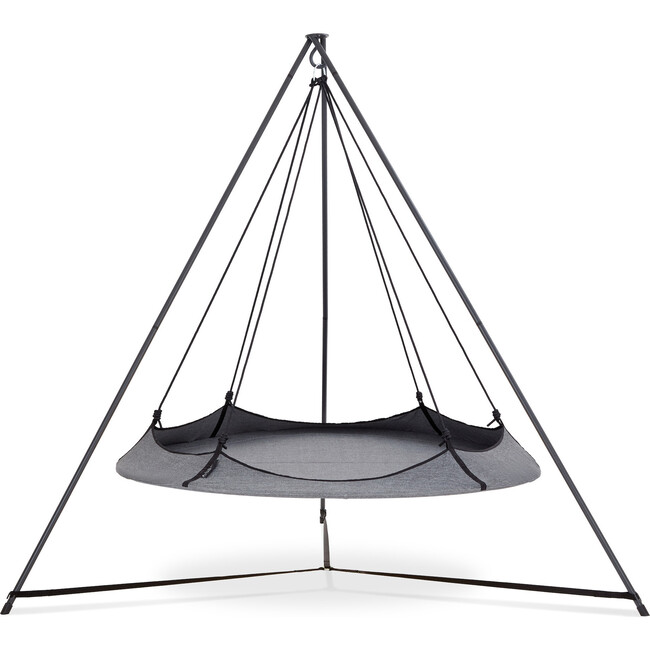 Grey & Black Hangout Pod Circular Family Hammock Bed and Stand Set