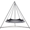 Grey & Black Hangout Pod Circular Family Hammock Bed and Stand Set - Outdoor Decor - 1 - thumbnail