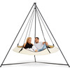 Cream & Black Hangout Pod Circular Family Hammock Bed and Stand Set - Outdoor Decor - 2