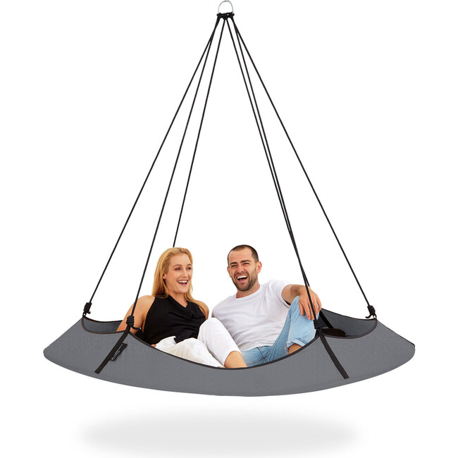 Grey Hangout Pod 6ft Circular Family Hammock Bed - Outdoor Decor - 2