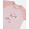 Organic Cotton Two-Piece Short Pajama Set, Small Pink Flowers On Pale Pink Background - Pajamas - 2