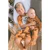 Organic Cotton Two-Piece Short Pajama Set, Sloths On Tan And Mottled Background - Pajamas - 3